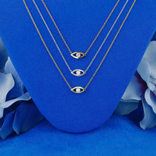Load image into Gallery viewer, 14k Solid Gold Natural Diamond  Evil Eye Necklace with Adjustable Chain
