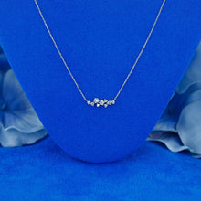 Load image into Gallery viewer, 14k Solid Gold Natural Diamond Cluster Spray Small Dainty Necklace with Adjustable Drawstring Chain
