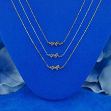Load image into Gallery viewer, 14k Solid Gold Natural Diamond Cluster Spray Small Dainty Necklace with Adjustable Drawstring Chain

