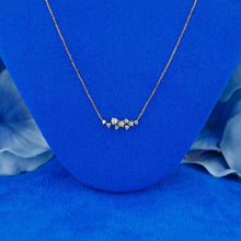 Load image into Gallery viewer, 14k Solid Gold Natural Diamond Cluster Spray Small Dainty Necklace with Adjustable Drawstring Chain
