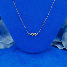 Load image into Gallery viewer, 14k Solid Gold Natural Diamond Cluster Spray Small Dainty Necklace with Adjustable Drawstring Chain

