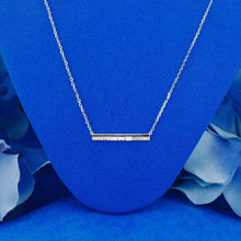 Load image into Gallery viewer, 14k Solid Gold Natural Diamond Baguette and Round Bar Necklace with Black Enamel Adjustable Necklace
