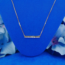 Load image into Gallery viewer, 14k Solid Gold Natural Diamond Baguette and Round Bar Necklace with Black Enamel Adjustable Necklace
