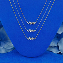 Load image into Gallery viewer, 14k Solid Gold Natural Diamond Cluster Spray Small Dainty Necklace with Adjustable Drawstring Chain
