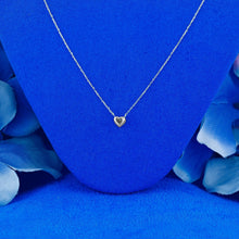 Load image into Gallery viewer, 18K Solid Gold .20ct Natural Diamond Heart Shaped Solitaire Bezel Set Necklace w/ Adjustable Drawstring Chain
