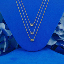 Load image into Gallery viewer, 18k Solid Gold .24ct Natural Diamond Emerald Cut Solitaire Bezel Set Necklace
