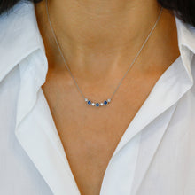 Load image into Gallery viewer, 14k Solid Gold Natural Diamond with Bezel Set Sapphire or Ruby Necklace with Adjustable Chain
