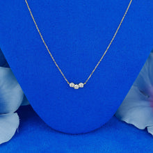 Load image into Gallery viewer, 18k Solid Gold Natural Diamond Three Stone Trio Cluster Necklace with Adjustable Drawstring Chain
