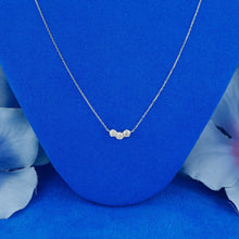 Load image into Gallery viewer, 18k Solid Gold Natural Diamond Three Stone Trio Cluster Necklace with Adjustable Drawstring Chain

