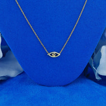Load image into Gallery viewer, 14k Solid Gold Natural Diamond  Evil Eye Necklace with Adjustable Chain
