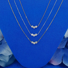 Load image into Gallery viewer, 18k Solid Gold Natural Diamond Three Stone Trio Cluster Necklace with Adjustable Drawstring Chain
