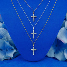 Load image into Gallery viewer, 14k Solid Gold Natural Diamond Small Cross Pendant Necklace with Adjustable Drawstring Chain
