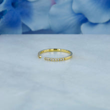 Load image into Gallery viewer, 14k Solid Gold Natural Diamond Minimalist Microset Open Thin Stackable Band Ring
