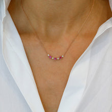 Load image into Gallery viewer, 14k Solid Gold Natural Diamond with Bezel Set Sapphire or Ruby Necklace with Adjustable Chain
