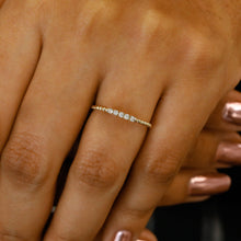 Load image into Gallery viewer, 14k Solid Gold Natural Diamond Thin Beaded Stackable Ring Band
