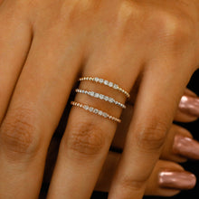 Load image into Gallery viewer, 14k Solid Gold Natural Diamond Thin Beaded Stackable Ring Band
