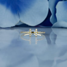 Load image into Gallery viewer, 14k Solid Gold Natural Diamond Open Bar Minimalist Ring
