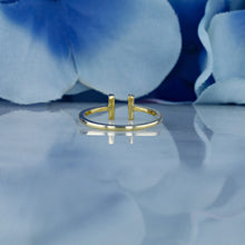 Load image into Gallery viewer, 14k Solid Gold Natural Diamond Open Bar Minimalist Ring
