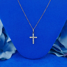 Load image into Gallery viewer, 14k Solid Gold Natural Diamond Small Cross Pendant Necklace with Adjustable Drawstring Chain

