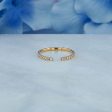 Load image into Gallery viewer, 14k Solid Gold Natural Diamond Minimalist Microset Open Thin Stackable Band Ring
