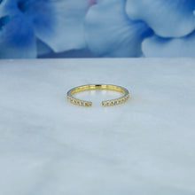 Load image into Gallery viewer, 14k Solid Gold Natural Diamond Minimalist Microset Open Thin Stackable Band Ring
