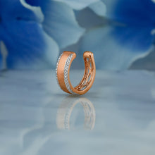 Load image into Gallery viewer, Single (Half Pair) 14k Solid Gold Natural Diamond Bordered Non-Pierce Ear Cuff
