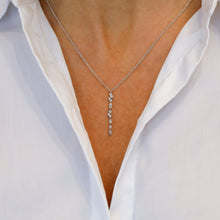 Load image into Gallery viewer, 14k Solid Gold Genuine Natural Diamond Round Baguette Diamond Dainty Minimalist Lariat Drop Necklace for Women with High Quality Diamonds
