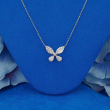 Load image into Gallery viewer, 14k Solid Gold Natural Diamond Baguette and  Round Butterfly Necklace with Adjustable  Chain

