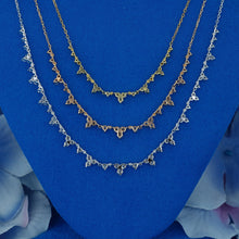 Load image into Gallery viewer, 18k Solid Gold Natural Diamond Trio Cluster Minimalist Necklace with Adjustable Drawstring Chain
