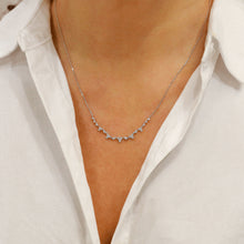 Load image into Gallery viewer, 18k Solid Gold Natural Diamond Trio Cluster Minimalist Necklace with Adjustable Drawstring Chain
