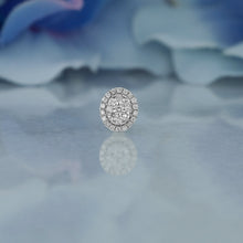 Load image into Gallery viewer, 14k Solid Gold Natural Diamond Oval Shape with Halo Cluster Statement Stud Earrings
