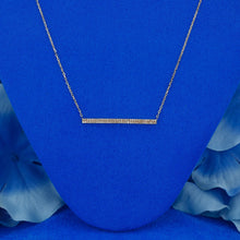 Load image into Gallery viewer, 14k Solid Gold Natural Diamond Micro-Pave Bar Trapeze Necklace with Adjustable Drawstring Chain
