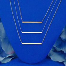 Load image into Gallery viewer, 14k Solid Gold Natural Diamond Micro-Pave Bar Trapeze Necklace with Adjustable Drawstring Chain
