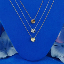 Load image into Gallery viewer, 14k Solid Gold Natural Diamond Flower Cluster with Adjustable Drawstring Chain
