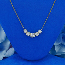 Load image into Gallery viewer, 14k Solid Gold Genuine Natural Diamond Cluster Cushion Cut Illusion Necklace for Women
