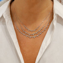 Load image into Gallery viewer, 18k Solid Gold Natural Diamond Trio Cluster Minimalist Necklace with Adjustable Drawstring Chain

