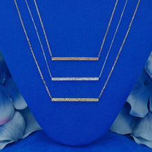 Load image into Gallery viewer, 14k Solid Gold Natural Diamond Micro-Pave Bar Trapeze Necklace with Adjustable Drawstring Chain
