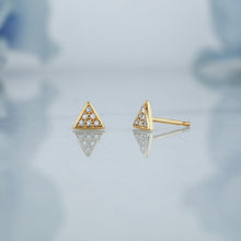 Load image into Gallery viewer, Single (Half Pair) 14k Solid Gold Natural Diamond Small Micro Pavé Triangle Stud Earring
