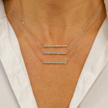 Load image into Gallery viewer, 14k Solid Gold Natural Diamond Micro-Pave Bar Trapeze Necklace with Adjustable Drawstring Chain

