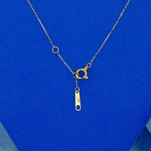 Load image into Gallery viewer, 18k Solid Gold Natural Diamond Center Trio Cluster Light Green or Light Blue Enamel Heart Necklace with Adjustable Chain
