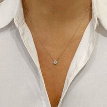 Load image into Gallery viewer, 14k Solid Gold Natural Diamond Flower Cluster with Adjustable Drawstring Chain
