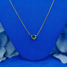 Load image into Gallery viewer, 18k Solid Gold Natural Emerald Heart Shaped Solitaire Necklace with Adjustable Drawstring Chain
