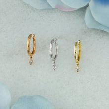 Load image into Gallery viewer, Single (Half Pair) 14k Solid Gold Natural Diamond  Dangle Tear Drop Illusion Non-Pierce Ear Cuff
