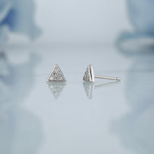 Load image into Gallery viewer, Single (Half Pair) 14k Solid Gold Natural Diamond Small Micro Pavé Triangle Stud Earring
