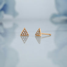 Load image into Gallery viewer, Single (Half Pair) 14k Solid Gold Natural Diamond Small Micro Pavé Triangle Stud Earring
