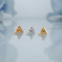 Load image into Gallery viewer, Single (Half Pair) 14k Solid Gold Natural Diamond Small Micro Pavé Triangle Stud Earring
