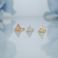 Load image into Gallery viewer, Single (Half Pair) 14k Solid Gold Natural Diamond Small Micro Pavé Triangle Stud Earring
